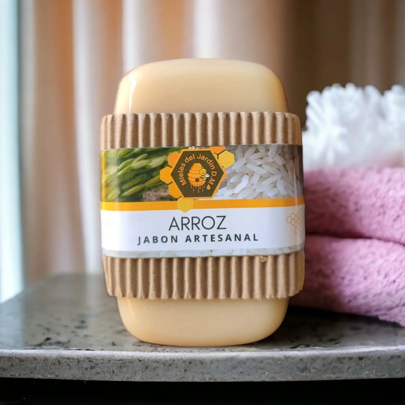 Jabón artesanal de arroz y miel x 120g