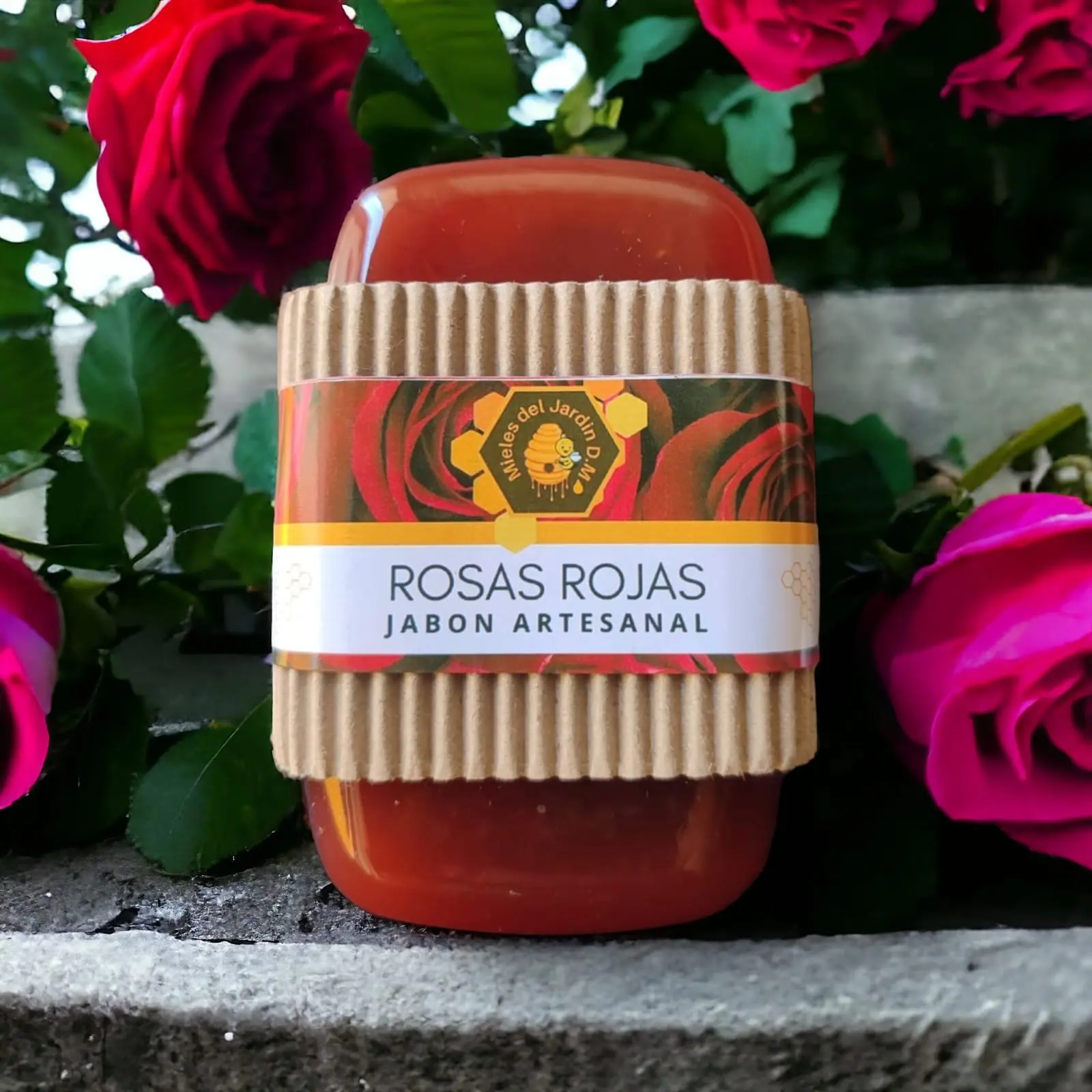 Jabón artesanal de rosas y miel x 120 g