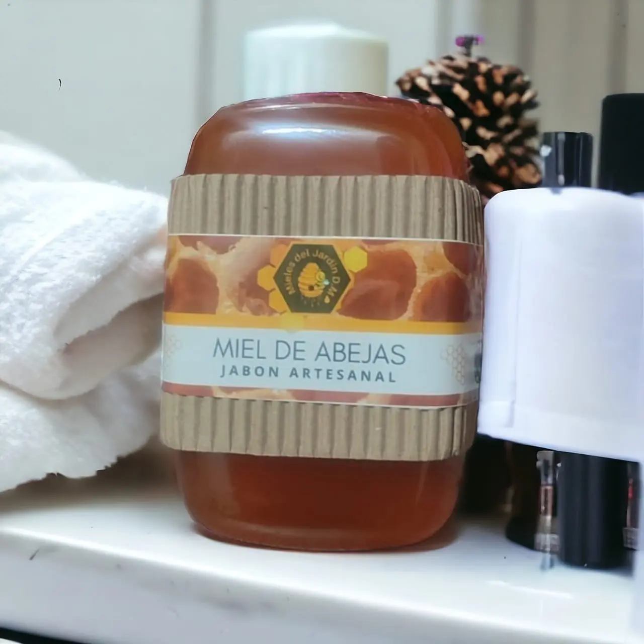 Jabón artesanal sólido de miel pura y colágeno x 120 g